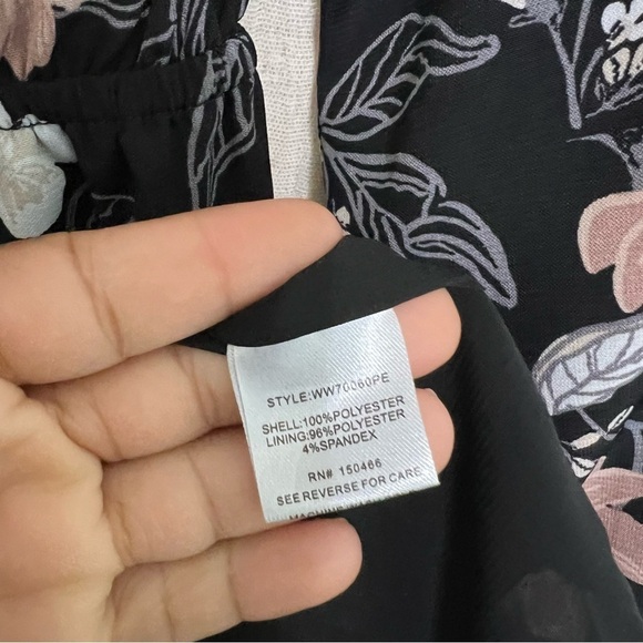 41 Hawthorn Black Floral Blouson Sheath Dress Petite XS Long Sleeve Pullover - Picture 5 of 6